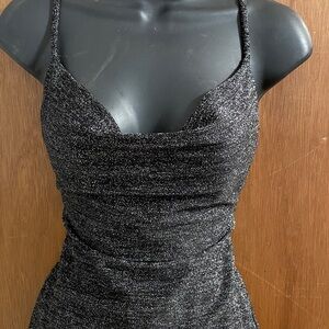 Elegant Black Glitter Mini Dress